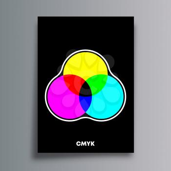 CMYK color model poster for flyer, brochure cover, typography, and other printing products. Vector illustration.