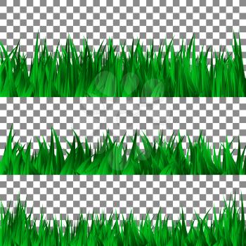 Set of green grass template. Vector Illustration.