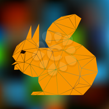 orange squirrel.  Abstract silhouette of triangles