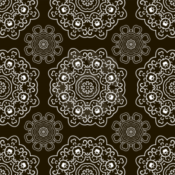 Black and white seamless doodle pattern, ethnic ornament. Hand drawn abstract background. Mandala motives. Pattern