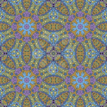 Mandala. Zentangl seamless ornament. Relax, meditation. Blue and purple Colors