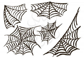 Halloween. Set cobwebs. Vector illustration. Collection of festive elements. Autumn holidays. Fun, children, traditions