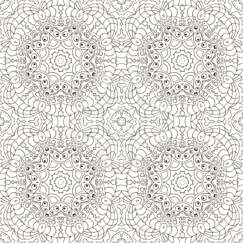 Mandala. Zentangl seamless ornament. Relax, meditation. Oriental coloring pattern