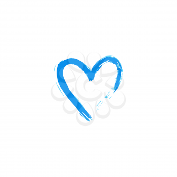 Heart, love icon. Hand drawing paint, brush drawing. Isolated on a white background. Doodle grunge style icon. Outline illustration. Valentine's Day