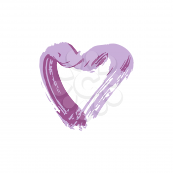 Heart, love icon. Hand drawing paint, brush drawing. Isolated on a white background. Doodle grunge style icon. Outline, line icon, cartoon illustration