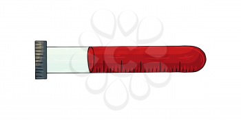 Medical icon. Vector illustration in hand draw style. Isolated on white background. Medical tools. Test tube