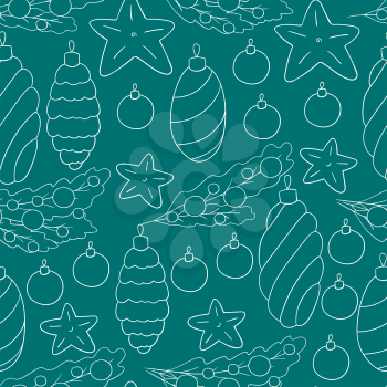 Blue Pattern. Seamless vector pattern with stars, Christmas tree decorations. Can be used for fabric, packaging, wrapping paper, textile and etc