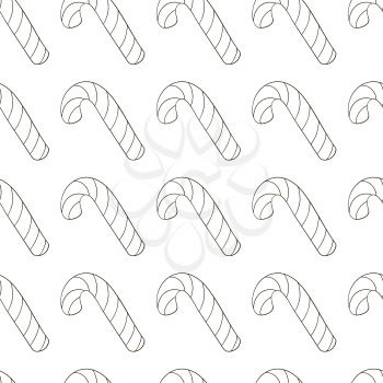 Seamless vector pattern with candy cane. Pattern in hand draw style. Coloring background. Can be used for fabric, packaging, wrapping paper, textile and etc