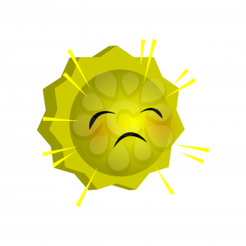 Vector illustration painful sunny smile icon. Face emoji yellow icon. Smile cute funny emotion face on isolated background. Happy feelings, expression for message, sms.
