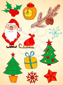 doodle vector Christmas  elements for design