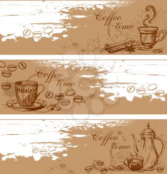 Vintage vector hand drawn coffee backgrounds 
