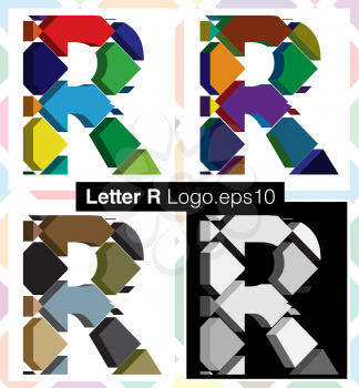 Colorful three-dimensional font letter R