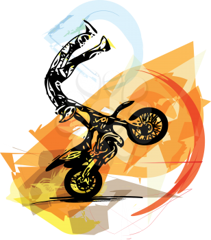 Extreme motocross racer by motorcycle on abstract background