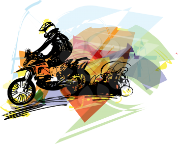 Extreme motocross racer by motorcycle on abstract background
