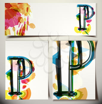Artistic Greeting Card Font vector Illustration - Letter P