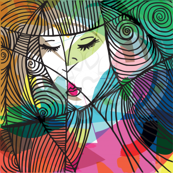 Abstract beautiful woman face illustration