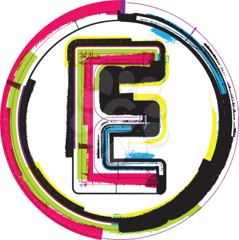 Colorful Grunge Font LETTER E