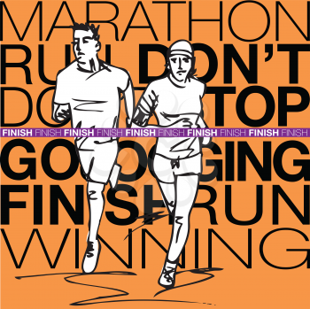 female and male runner sketch illustration