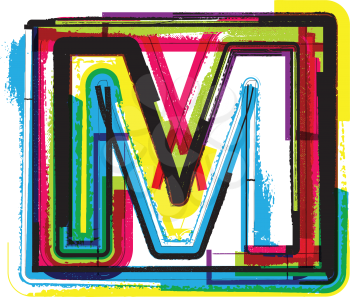 Colorful Grunge Font LETTER M