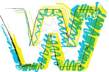 Hand drawn font. LETTER w Vector illustration