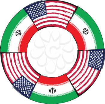 USA and IRAN flags or banner vector illustration