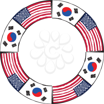 USA and SOUTH KOREA flags or banner vector illustration