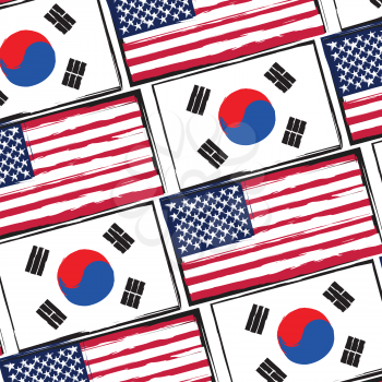USA and SOUTH KOREA flags or banner vector illustration