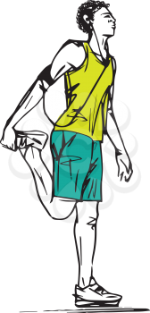 Sketch of Runners Stretching vector illustration