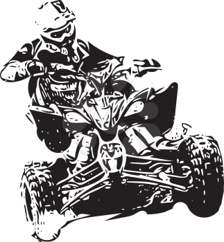 Quad bike illustration on abstract colorful background