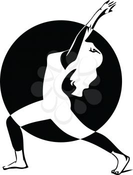 Abstract illustration of Beautiful sporty fit yogini woman practices yoga