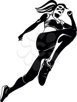 Female runner sketch vector illustration