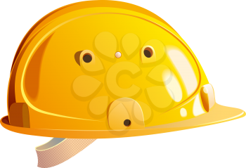 bright yellow plastic helmet realistic builder isolated on white background
