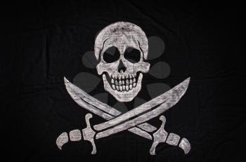Pirate Black Flach Jolly Roger Skull with Two Crossed Sabers