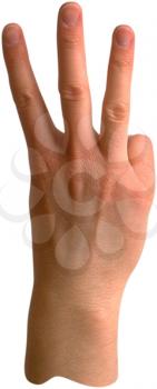 Royalty Free Photo of a Hand Holding Up Three Fingers