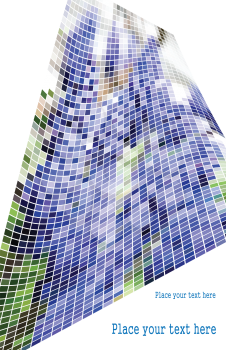 Abstract vector illustration of blue square wave mosaic.