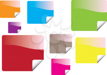 Vector illustration of small stickers in various color.