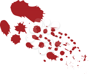 Blood stains on white background. Stains are divided to separate groups for better work with them.