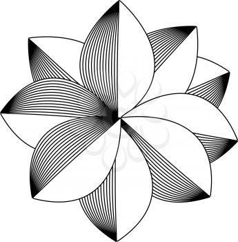 Simple retro black and white bloom vector on white background.