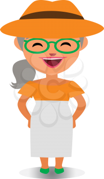 Use as Emoji, Mascot or Emoticon Old Lady Illustration Isolated on White Background
