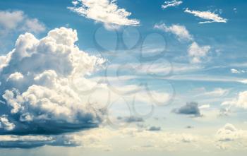 Summer tropical sky and clouds. Outdoor panorama