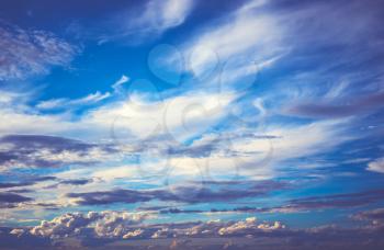 Cloudy sky weather panorama background. Summer shot