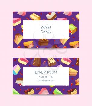 Vector confectionary, cooking lessons or pastry shop business card template illustration
