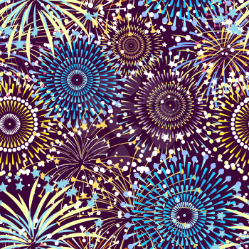 Vector colored pattern or background with gigantic fireworks exploding illustration
