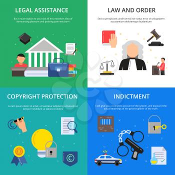 Conceptual pictures of criminal justice. Illustrations of lawyer, judge and other persons in flat style. Law and lawyer, legal legislation vector