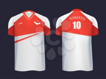 Football uniform template front and back view. Spor , uniform for soccer, model of sportswear. Vector illustration
