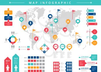 World infographic. Business presentation people population vector infographic template. Illustration of business population infographic, statistic information