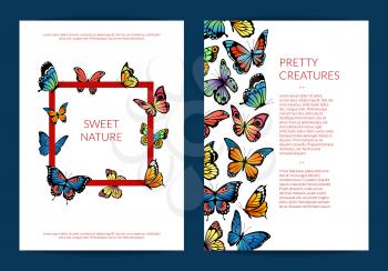 Vector decorative butterflies card or flyer template illustration, Set banner and poster