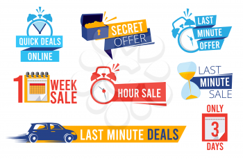 Last offers. Sale counter best time deals discount banners or badges clock symbols advertizing vector promotion. Illustration countdown number to last offer in marketing