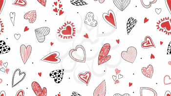 Doodle hearts pattern. Hand drawn decorative love background, st. Valentine day vector illustration. Heart pattern seamless, wallpaper decorative
