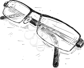 Vector artistic pen and ink sketch drawing illustration of glasses.